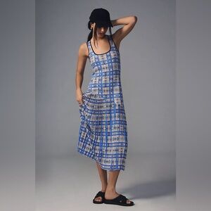 NWT Dhruv Kapoor Plaid Mesh Midi Dress Anthropologie Blue S New With Tags